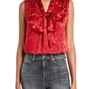 Alice + Olivia Ruby Arie Tie Neck Blouse